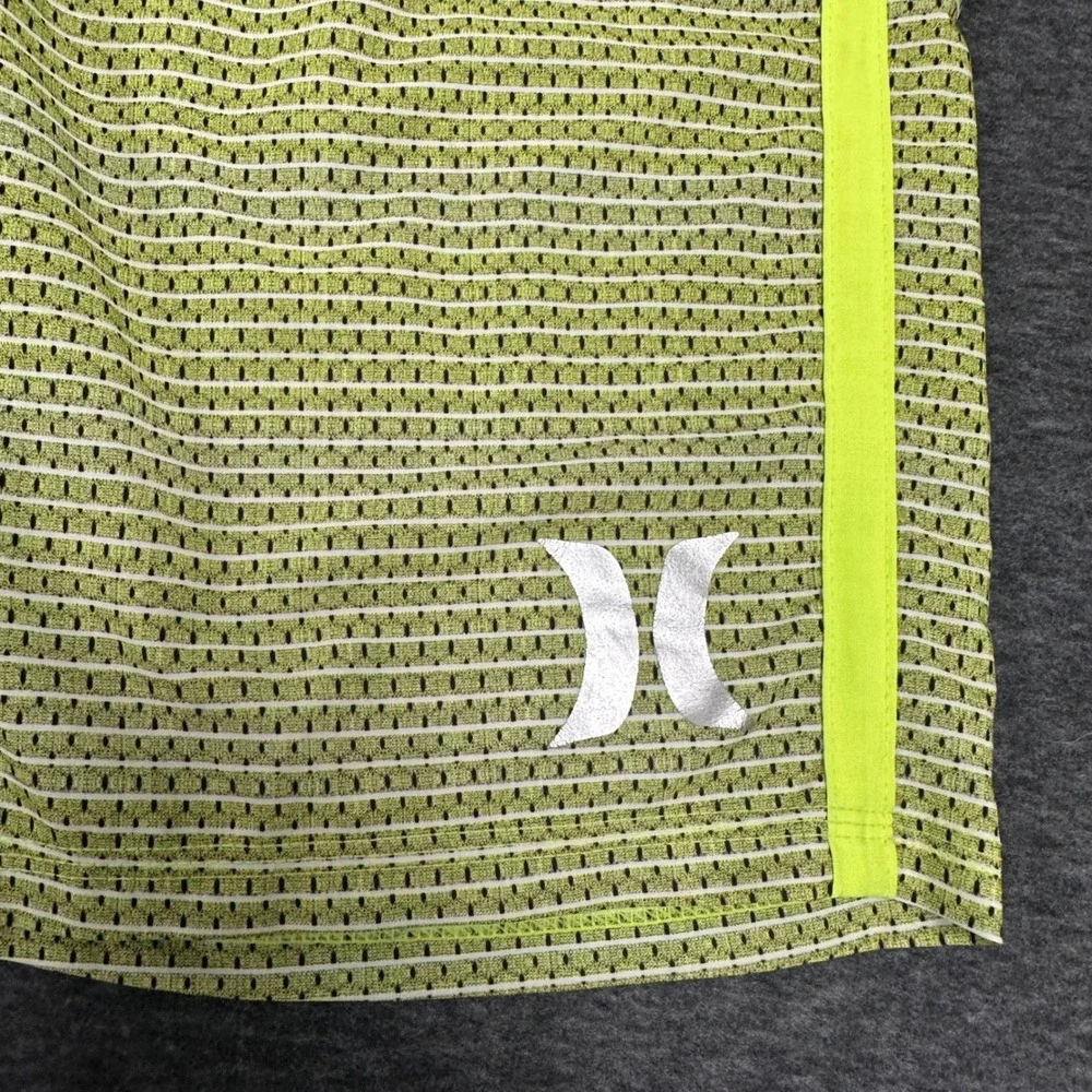 Hurley Phantom Board Shorts Swim Trunks Striped Neon Green Accents‎ Size 31